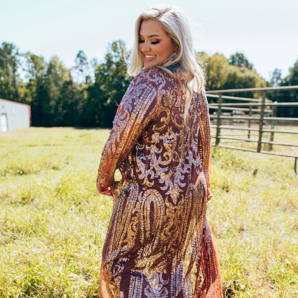 Southern Fried Chics "Copper" sequin duster